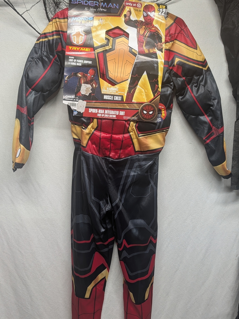 Brand New- Spiderman Light Up - Kids Muscle Chest Costume